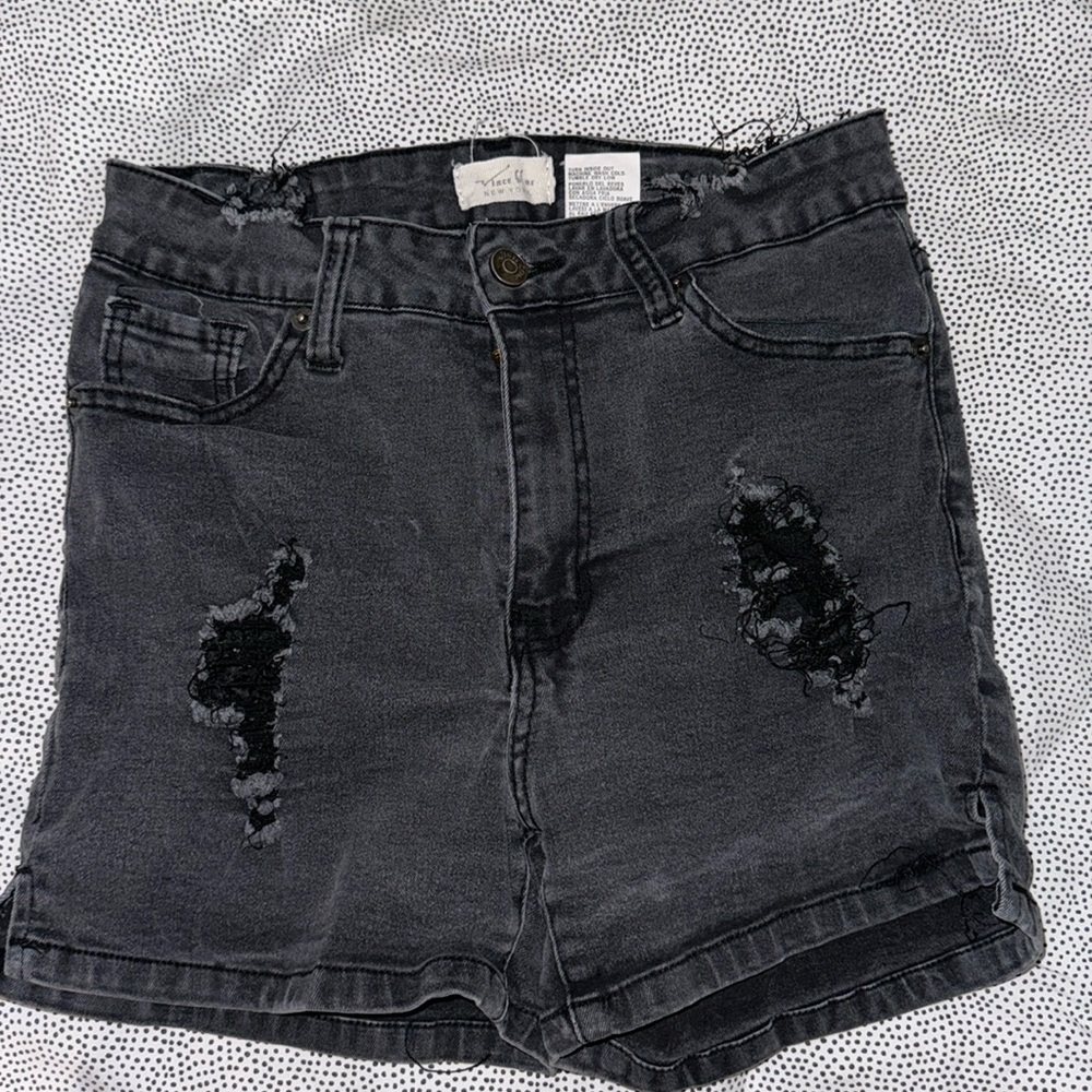 Black, distressed shorts